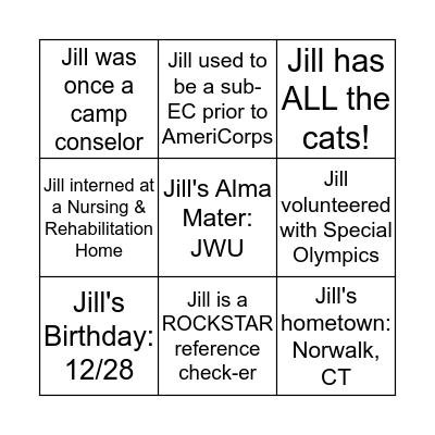 JILL-GO! Bingo Card