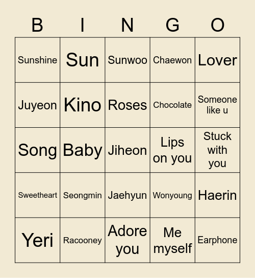 Jiheoney Bingo 🍯 Bingo Card