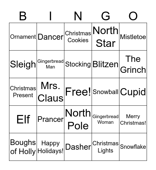 *2015 Holiday Bingo* Bingo Card
