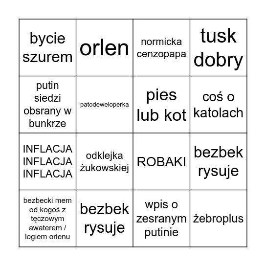 Wykop bingo marzec 2023 Bingo Card