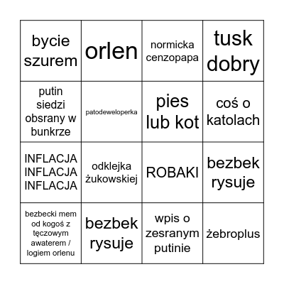 Wykop bingo marzec 2023 Bingo Card