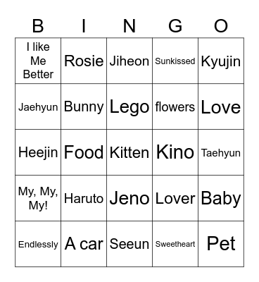 Jaemin’s Bingo Card