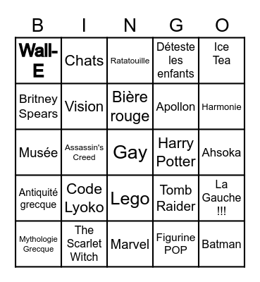 Bingo de la connaissance des autres Bingo Card