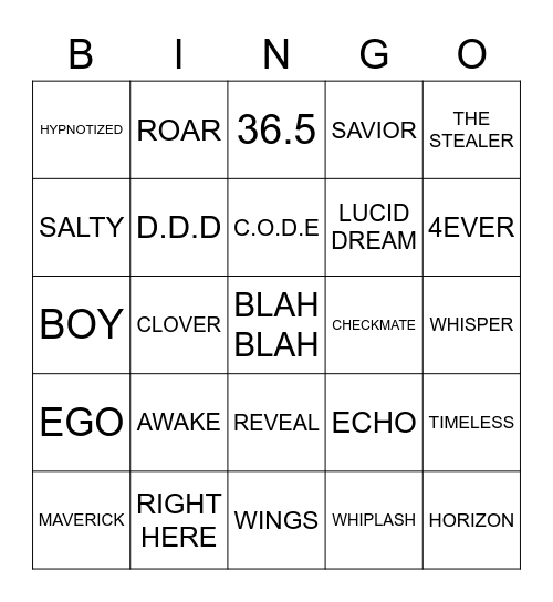 vote jiwoong Bingo Card