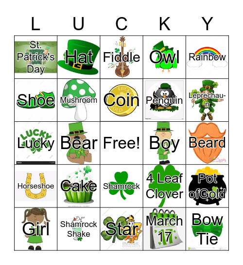 Saint Patrick's Day Bingo Card