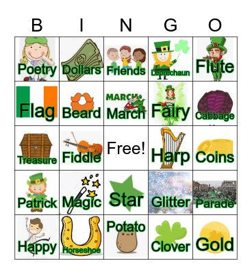 St. Patrick's Day Bingo Card