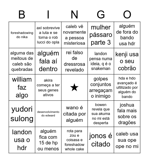 ONE PIECE LÁ Bingo Card
