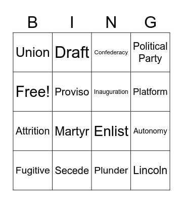 CH. 10 Vocabulary Bingo Card