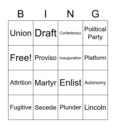 CH. 10 Vocabulary Bingo Card