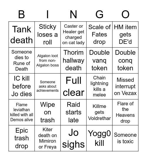 Primacy Ulduar Bingo Card