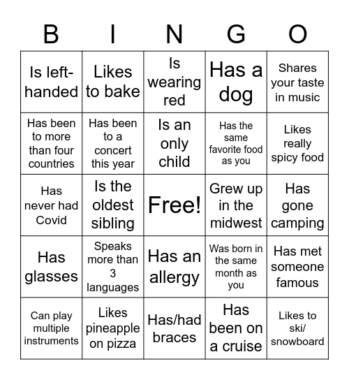 Icebreaker Bingo: Find Someone Who Bingo Card