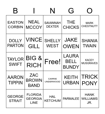 #4- COUNTRY PARTY A-Z Bingo Card