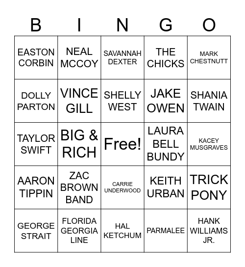 #4- COUNTRY PARTY A-Z Bingo Card
