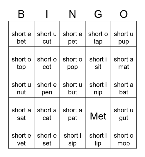 CVC Bingo Card