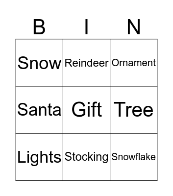 Holiday Bingo Card