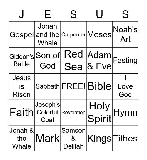 All About Jesus Bingo Card