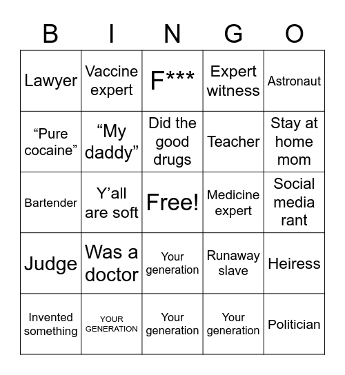 Ms Gail Bingo Card