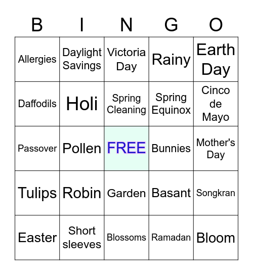 SPRINGO Bingo Card