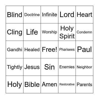 Amen Card Bingo Card