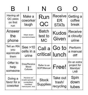 Lab Week Bingo Card