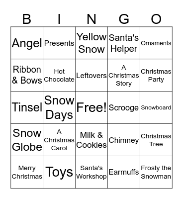 Christmas Bingo Card