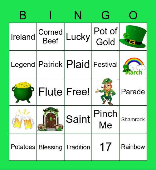 Happy St. Patrick's Day Bingo Card