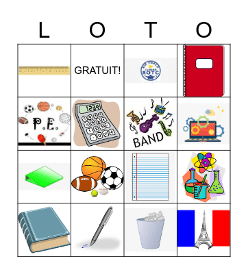 À l'école - les matières et les objets Bingo Card