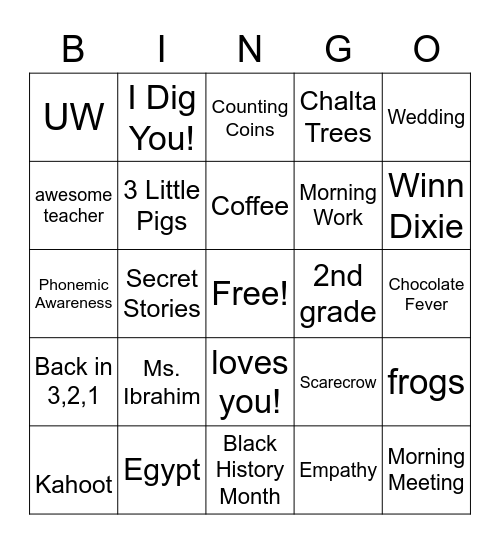 Ms. Ibrahim Bingo Card