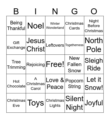 Christmas Bingo Card