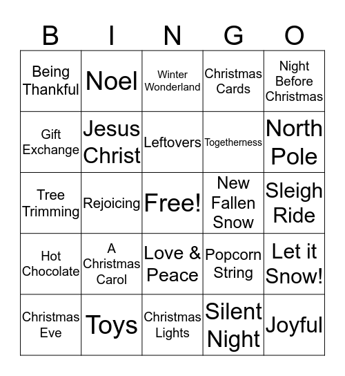 Christmas Bingo Card