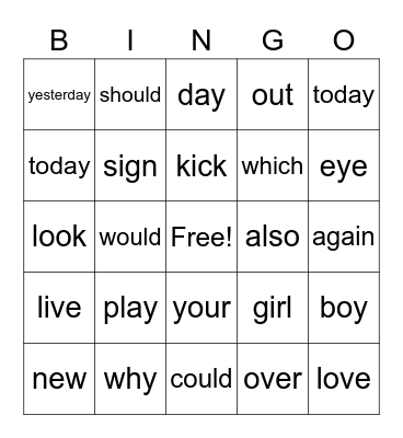 1st gr. Red Words to 7.1 That Toad is mine Bingo Card