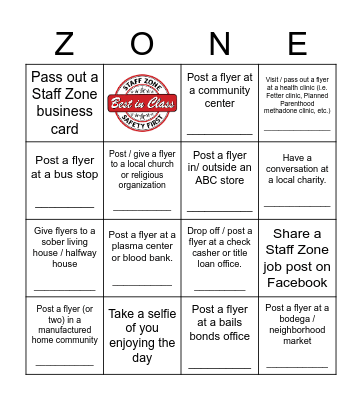 Recruiting Blitz! Bingo Card