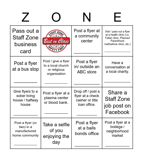 Recruiting Blitz! Bingo Card