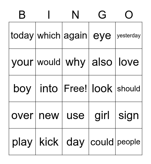 1st gr. Red Words to 7.1 Toad is Mine Bingo Card