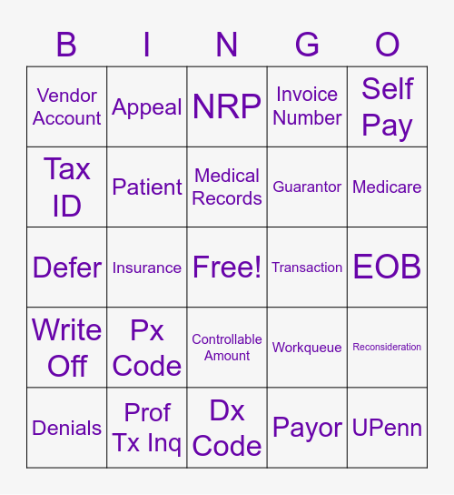 Follow Up Bingo Card
