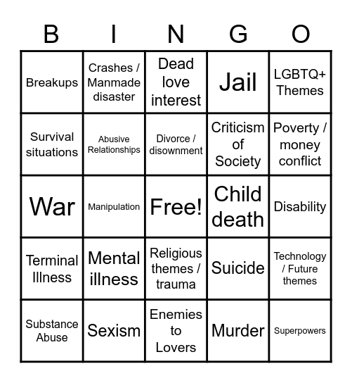 Book Talk Bingo B) Bingo Card