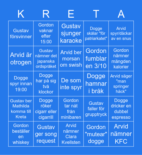 Kreta Bingo Card