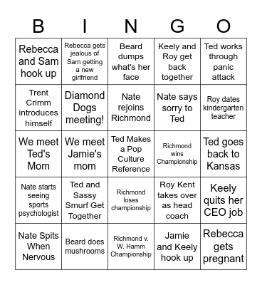 Ted Lasso Bingo Card