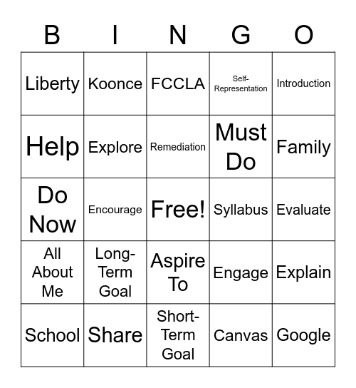 FACS INTRO Bingo Card