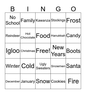 Winter Bingo Card