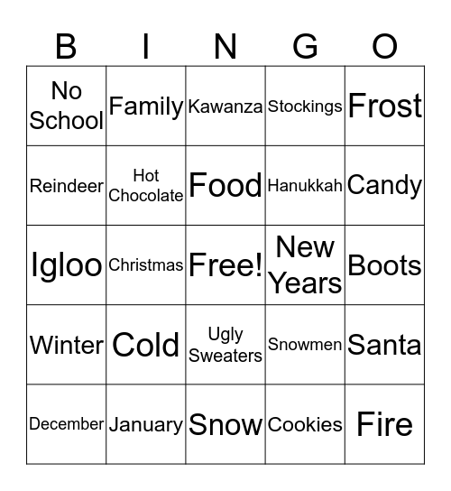 Winter Bingo Card