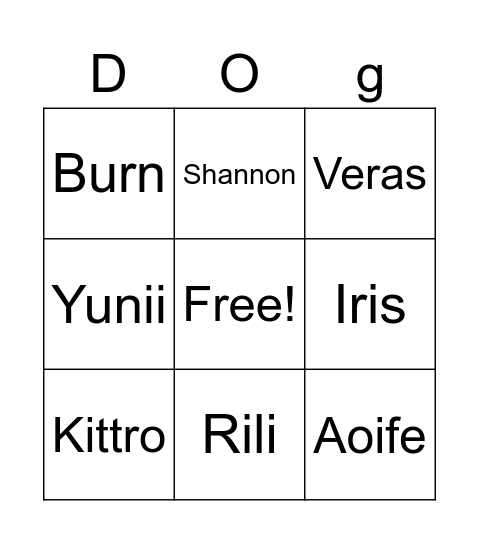 Dog Army Members Called Out Bingo Card