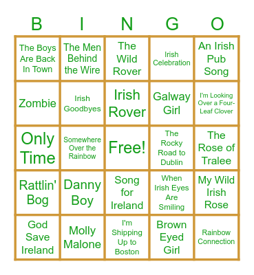 St. Patrick's Day Bingo Card