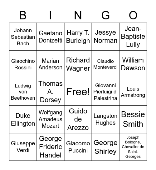 Historical Practice Bingo Card