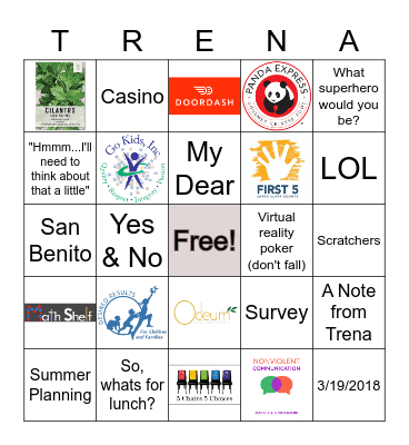 We Love You Trena Bingo Card