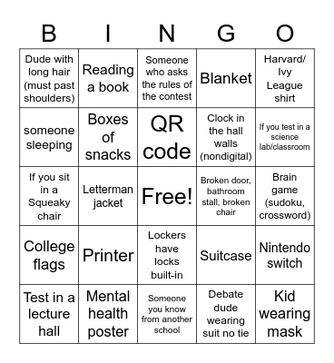 UIL Meet Bingo Card