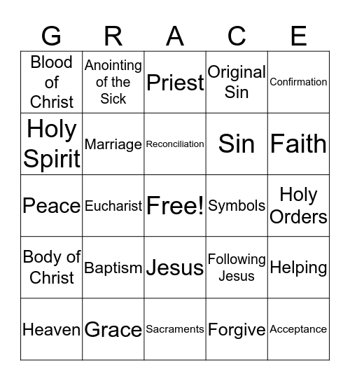 Grace Bingo Card