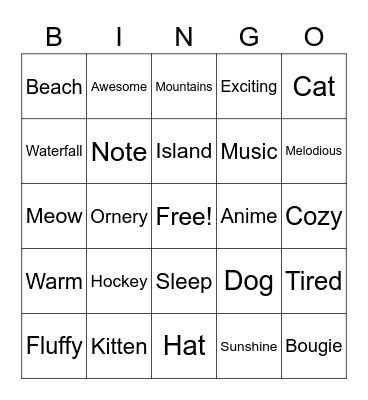 Random Words Bingo Card