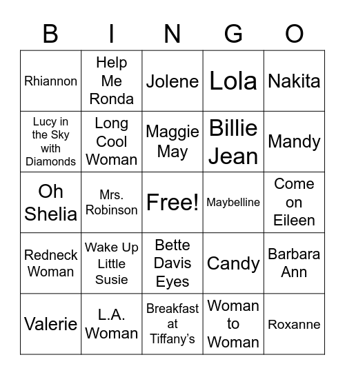 Womens Day Bingo Card