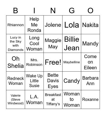 Womans Day Bingo Card